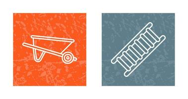 Wheelbarrow and ladder Icon vector
