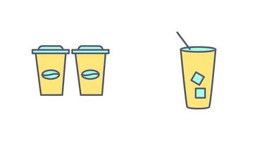 two coffees and Iced Coffee Icon vector