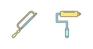 Hacksaw and Paint Roller Icon vector