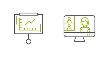 Line Graph and Conference video Call Icon vector