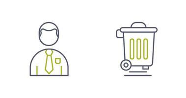 Employee and Dustbin Icon vector