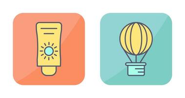 Sun Cream and Hot Air Balloon Icon vector