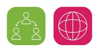 connected user and globe Icon vector