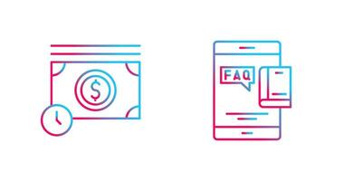 Time is Mony and Faq Icon vector