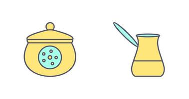 cookie jar and cezve Icon vector