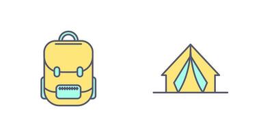 bolso y acampar icono vector