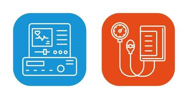 Electrocardiogram and Blood Pressure Gauge Icon vector