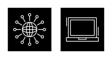 redes y ordenador portátil icono vector