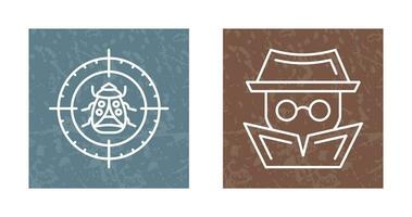 Bug Target and Hacker Icon vector