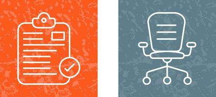 Secure Notepad and Office Chair Icon vector