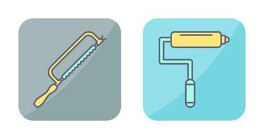 Hacksaw and Paint Roller Icon vector