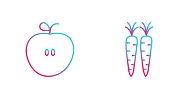 manzanas y zanahorias icono vector