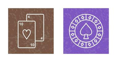 playing cards and spade chips Icon vector