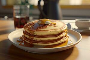 Delicious pancakes with fruits AI Generated photo