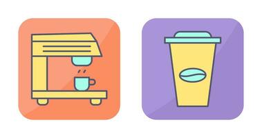 café máquina y café taza icono vector