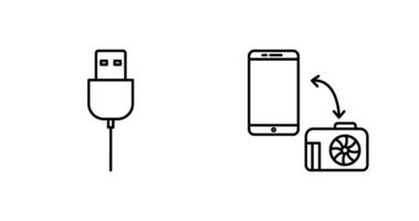 usb cable and transfer images Icon vector