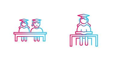 Students Sitting and Female Student Icon vector