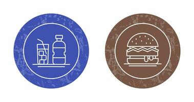 mineral agua y hamburguesa icono vector