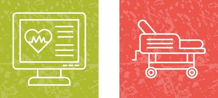 Cardiogram and Hospital Bed Icon vector