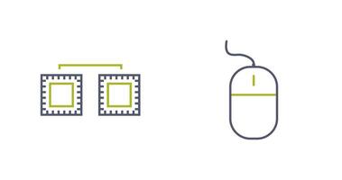 procesadores conectado y ratón icono vector