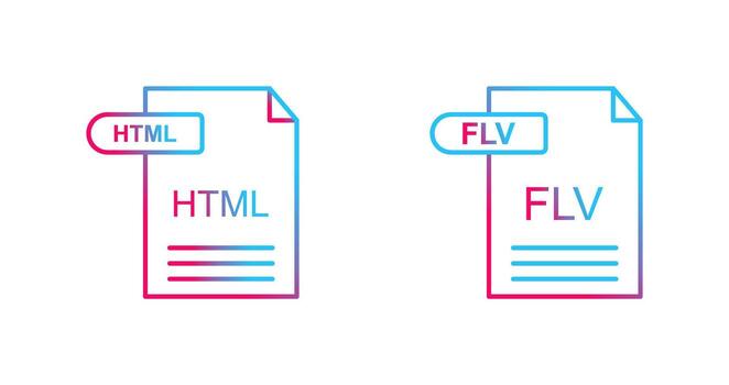 html y flv icono vector