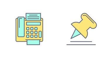 Fax Machine and Pin Icon vector