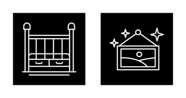 Baby Crib and Picture Icon vector