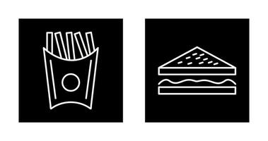 french fries and sandwich  Icon vector