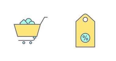 shopping cart and discount tag Icon vector