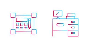 Blueprint and Desk Icon vector