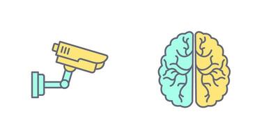 Security Camera and Brain Icon vector