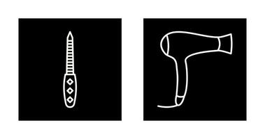 Nail File and Hair Dryer Icon vector