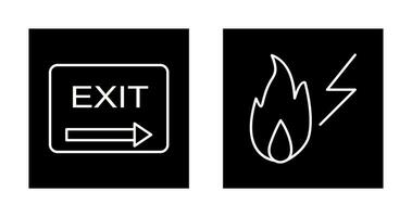 exit and electricity fire Icon vector