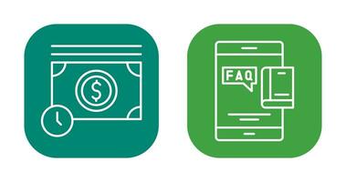 Time is Mony and Faq Icon vector