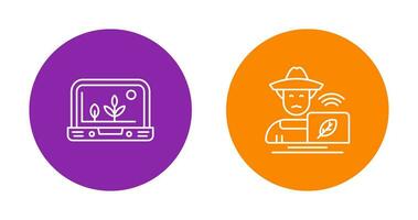 Smart Farm and Farmer Icon vector