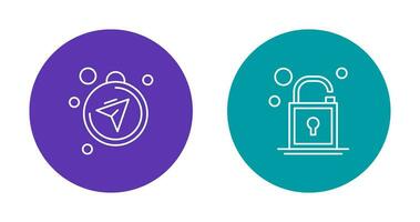 Compass and Open Lock Icon vector