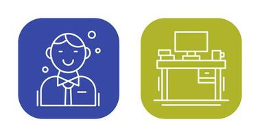 Employee and Desk Icon vector