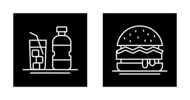 Mineral Water and Hamburger Icon vector