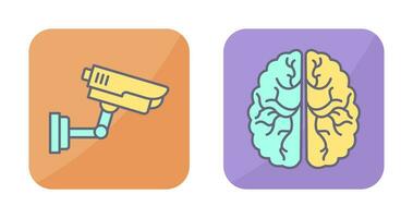 Security Camera and Brain Icon vector