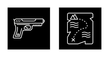 pistola y tesoro icono vector