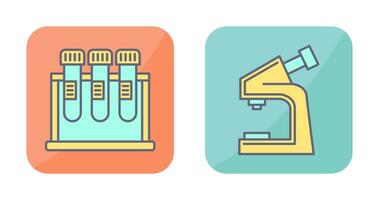 prueba tubo y microscopio icono vector