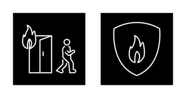 running from fire and fire shield  Icon vector