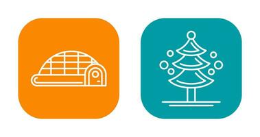 Igloo and Pine Tree Icon vector