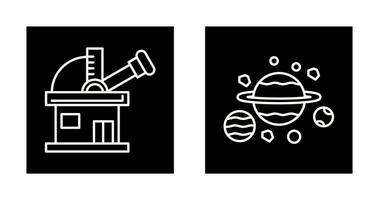 observatorio y planetas icono vector