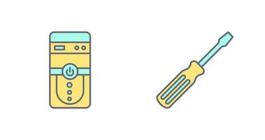 Cpu and Screw driver Icon vector