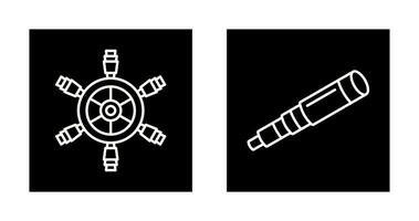 Ship Wheel and Binocular Icon vector