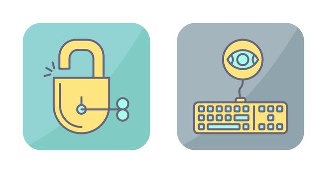 desbloquear y registrador de teclas icono vector
