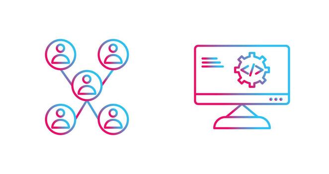 Company Network and Code Optimization Icon vector