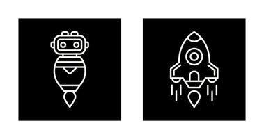 robot y cohete icono vector