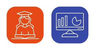 Female Student and Analytics  Icon vector